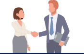 Illustration de deux personnes se serrant la main, symbole de partenariat et de collaboration